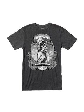 RVCA T-shirt Men Grey White Skull Bonnet NWT